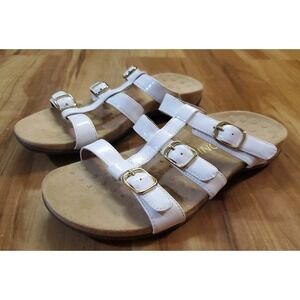 Vionic Misa Sandals Women 8 M White Patent Strappy Gladiator Comfort Adjustable